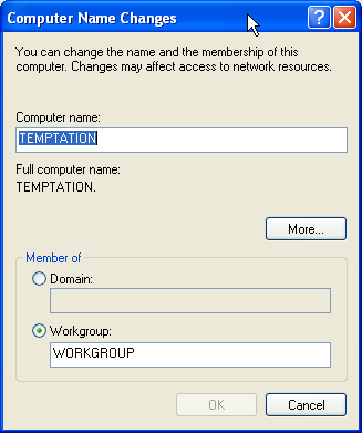 The Computer Name Changes Panel